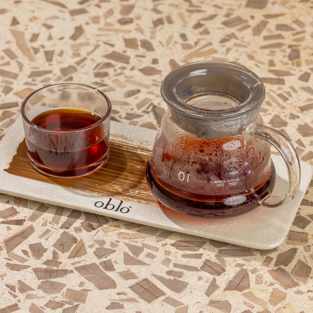 V60 pour-over coffee at Oblo Doha