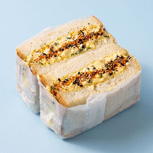 Japanese egg mix sando on milk bread at Float Cafe Qatar