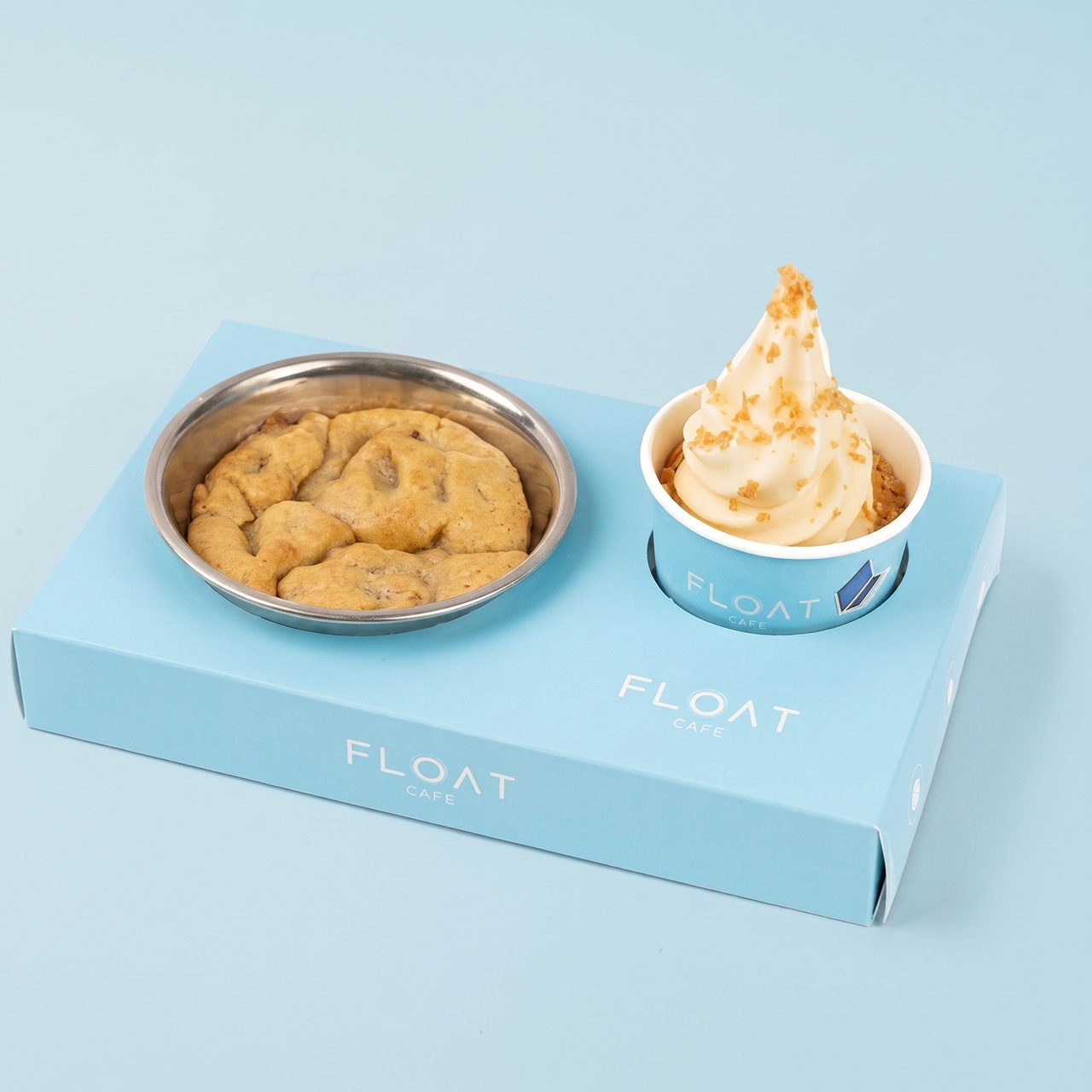Warm Kinder cookie with vanilla ice cream at Float Cafe Qatar