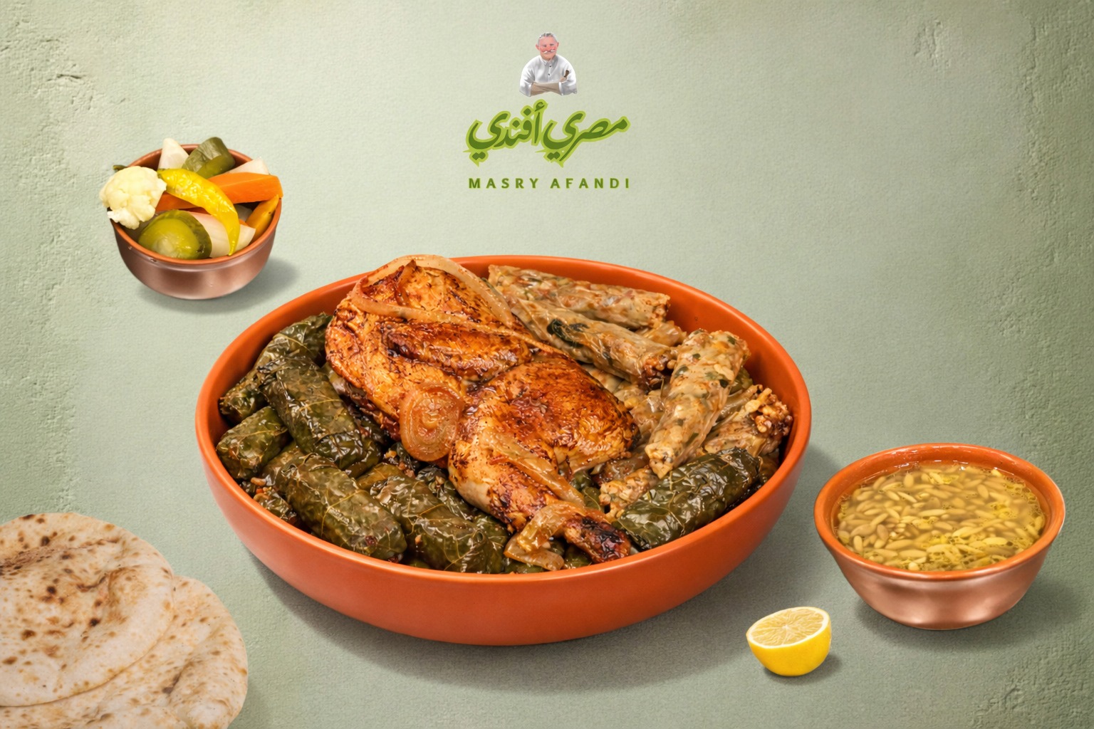 صينية محشي ورق عنب وكرنب بالفراخ في الفرن