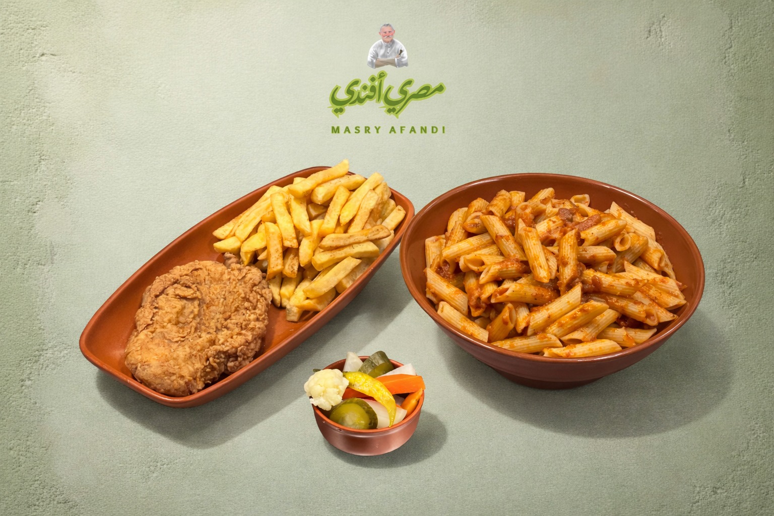 مكرونة ودجاج بانيه