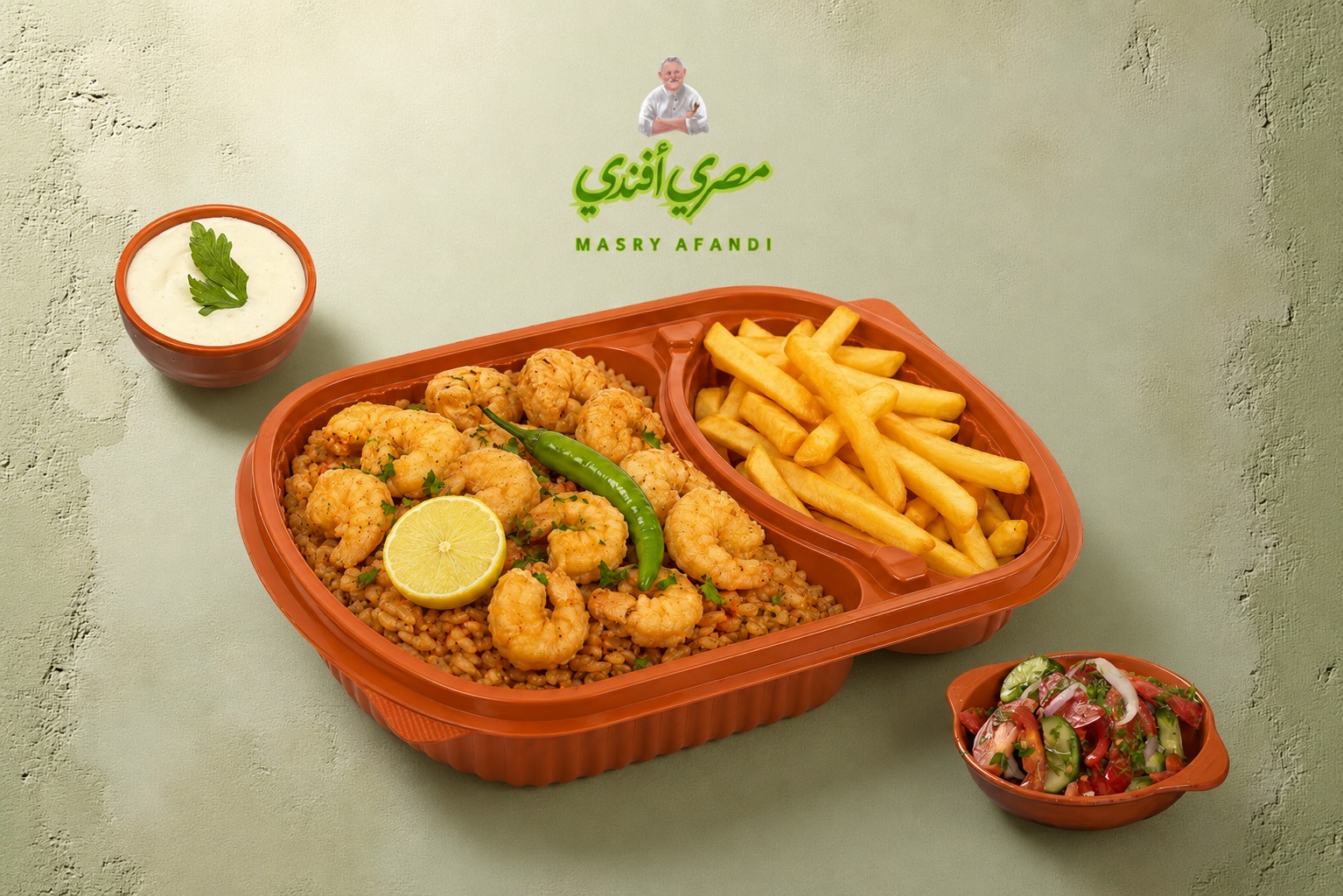 وجبة كفتة أرز مع أرز وشوربة وخبز ومخلل