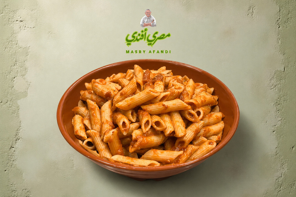 طبق مكرونة بنا صوص أحمر وسط