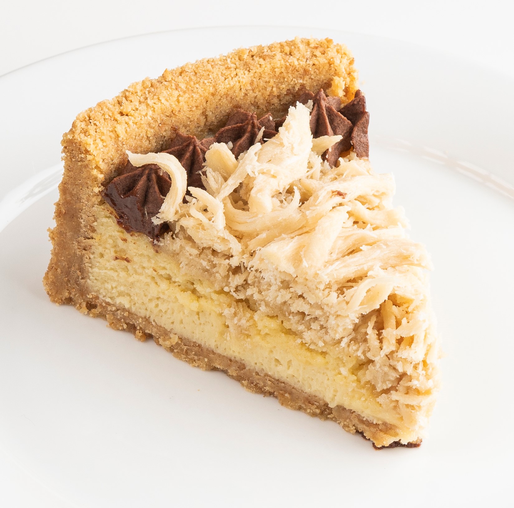 A slice of tahini cheesecake