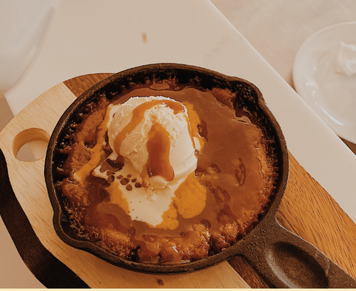 Cast Iron Caramel Biscuit Pudding